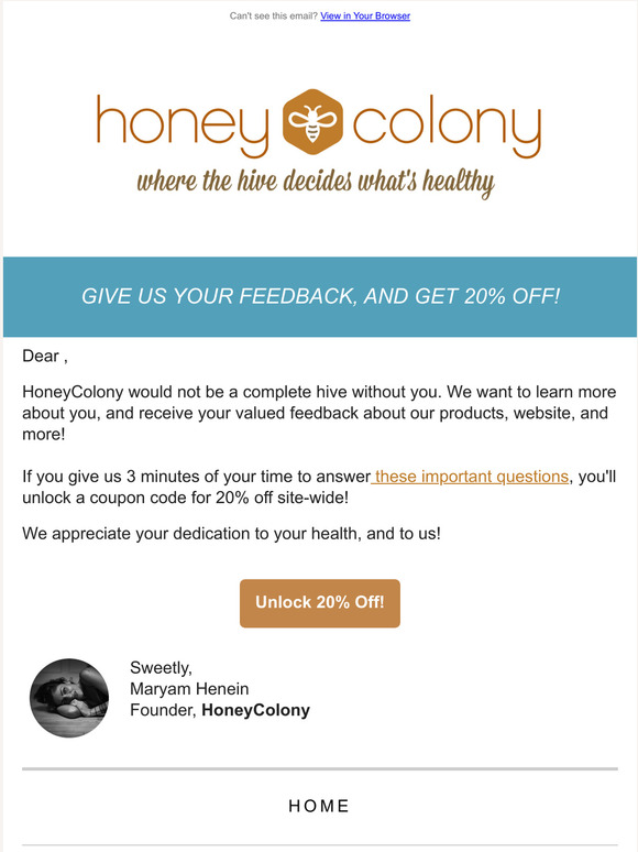 Get 20% OFF Site-Wide! 🍯