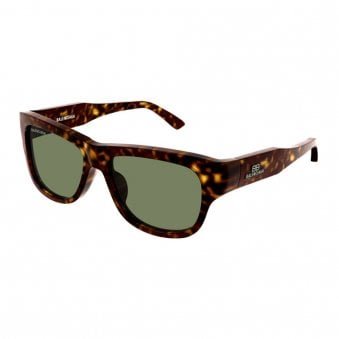 Havana and Green Square Frame Sunglasses