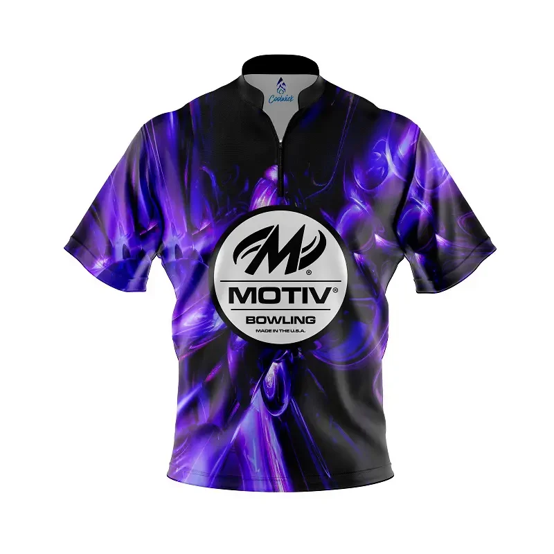 Image of Motiv Liquid Plasma Purple Quick Ship CoolWick Sash Zip Bowling Jersey - 2X