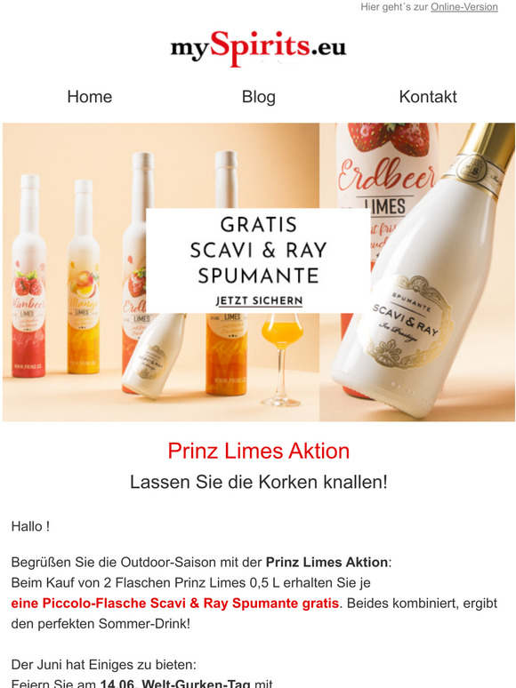 Prinz Limes Aktion: Gratis Scavi & Ray Spumante 🍾