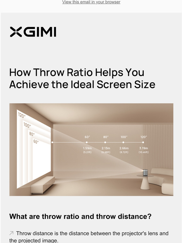 XGIMI XGIMI Projector 101 Throw Ratio and Throw Distance Explained