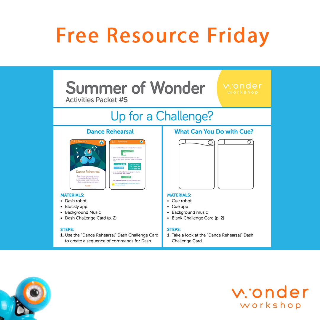 Wonder Workshop - Enter to win 2 Dash Robots, 2 Launchers & a Teacher  Success Pack that includes Class Connect for 35 students/ 1 teacher  (#Coding Pathways, Digital Challenge Cards, Virtual Dash +