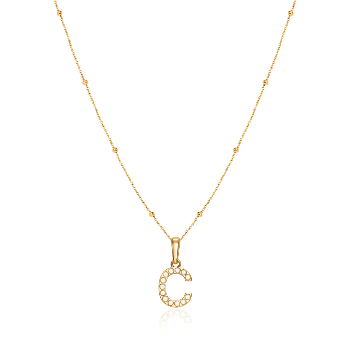 Image of Pearl Initial Sphere Necklace (Gold)
