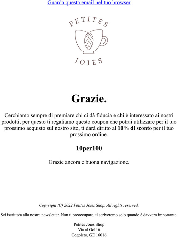 Grazie per esserti iscritto alla nostra newsletter