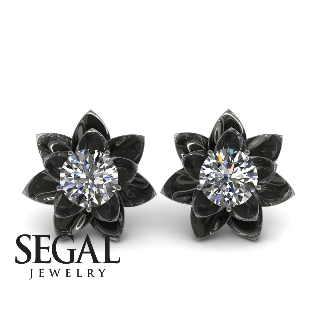 Image of Lotus Flower Diamond Earrings - Lotus no. 3