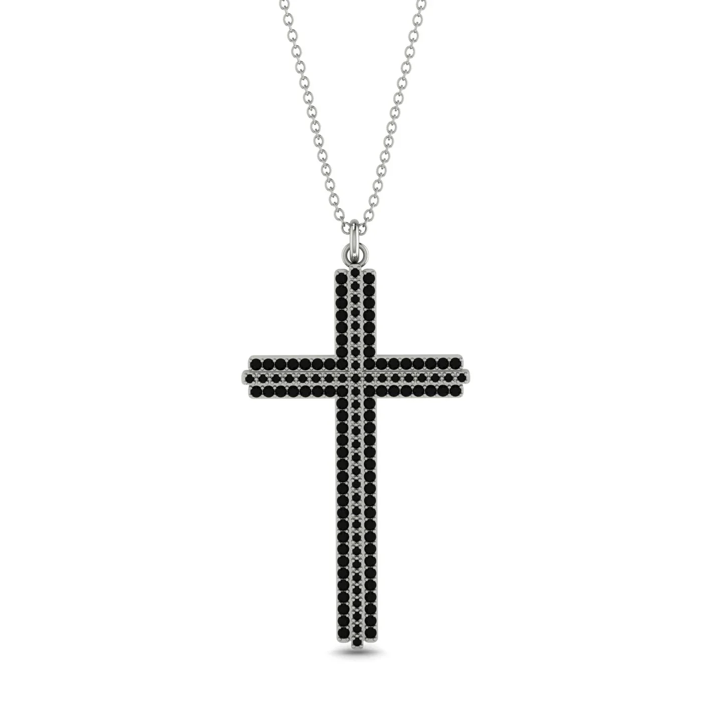 Image of Minimalist Black Diamond Cross Necklace - Aaron No. 9