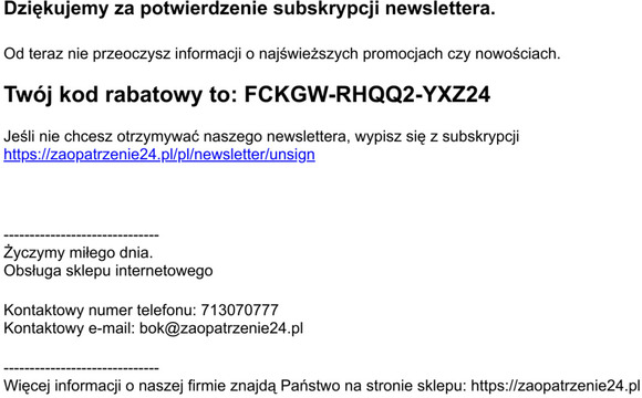 Dziękujemy za potwierdzenie adresu e-mail