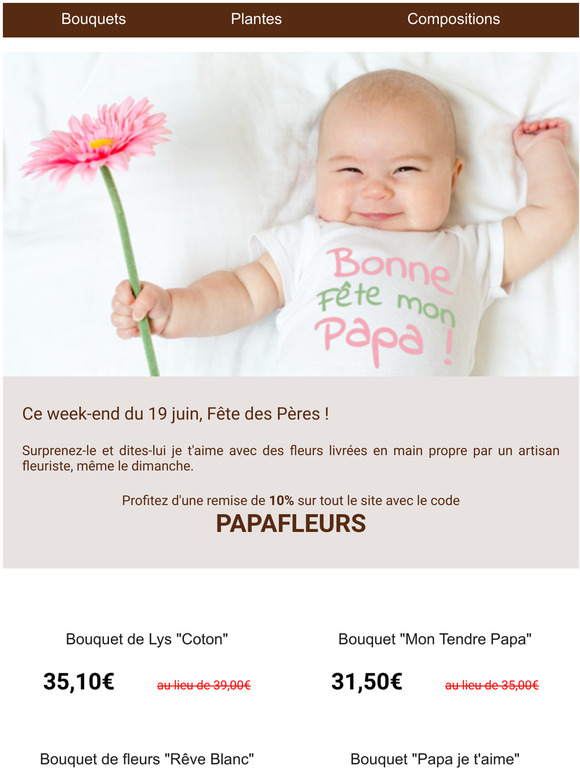 💐 Fête des Pères, Surprenez-le avec des fleurs !