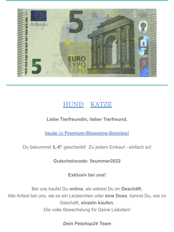 5,-€ Premium Gutschein - exklusiv nur heute für Dich 😍