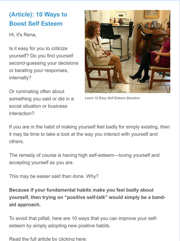 10 Self-Esteem Boosters (Article)