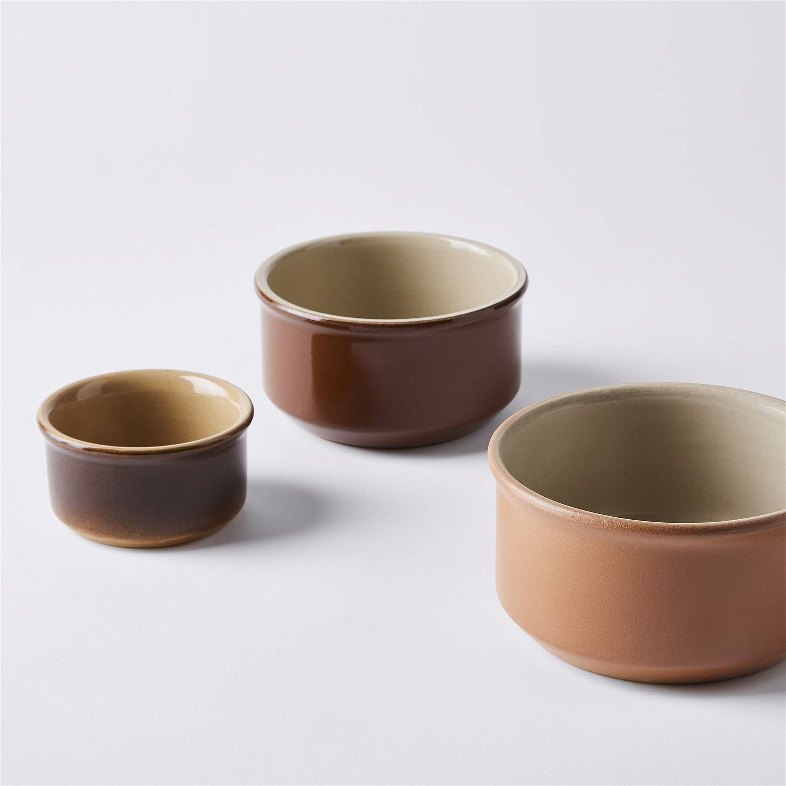 Vintage French Stoneware Straight-Edge Bowls