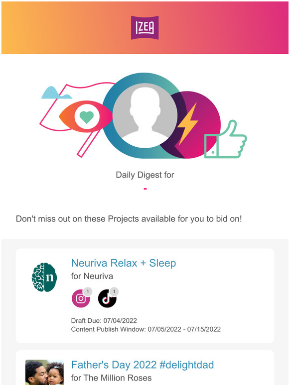 —, check out your Digest for new Projects from IZEA Worldwide!