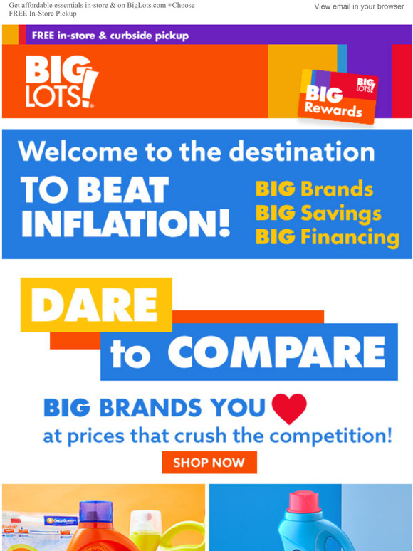 Big Lots Big brands. TINY prices. Milled