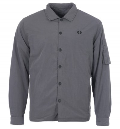 Fred Perry Nylon Patch Detail Overshirt - Gunmetal