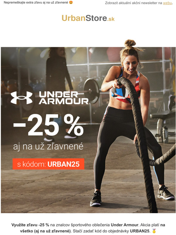 Zľava −25 % na čokoľvek od Under Armour