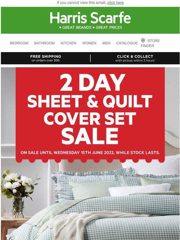 —, HUGE 2 DAY DEALS ON SHEET & QUILT COVER SETS!
