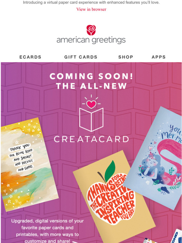 American Greetings eCards Coming soon a new & improved version of