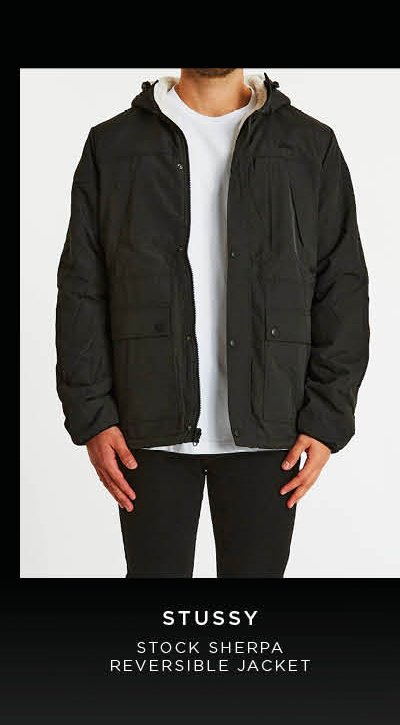 Stock Sherpa Reversible Jacket Black/ Cream