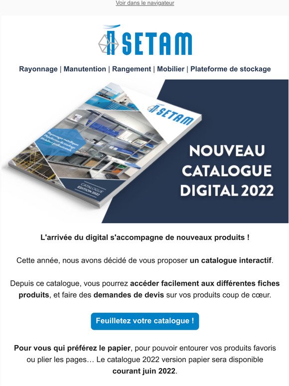 Nouveau catalogue SETAM 2022