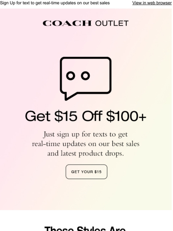 sign up for text coach outlet