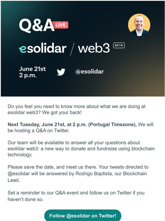 All you want to know about esolidar web3 is a tweet away from you.