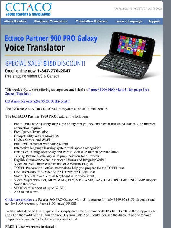 Partner Lux 3 Galaxy Multi 31 Languages Electronic Dictionary and Free Speech Translator with Language Teacher 