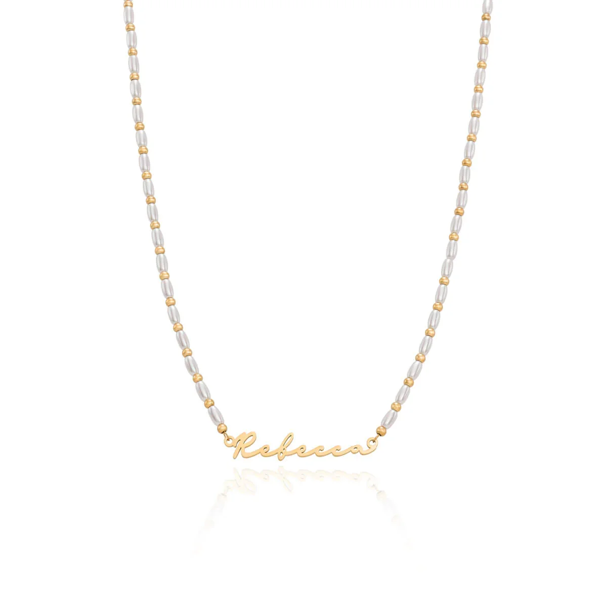Image of Pearl Chain Signature Name Necklace (Gold)