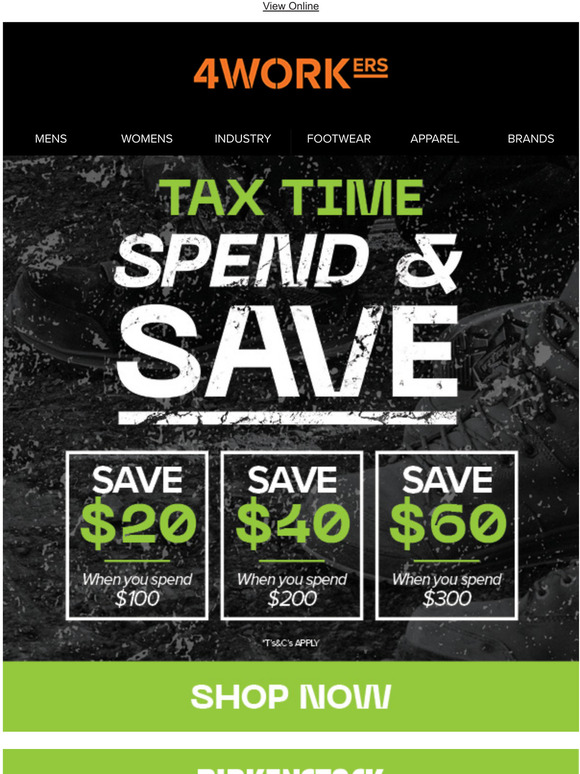 Save up to $60 with Tax Time Spend & Save
