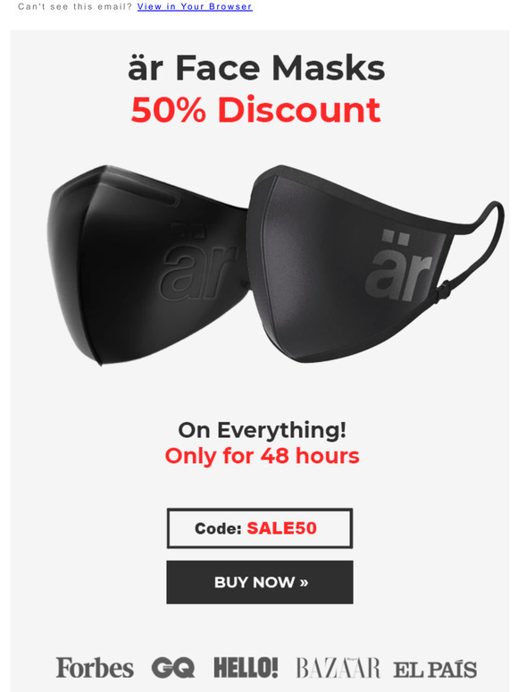 50% Off Storewide 💥 Get your ÄR Mask now