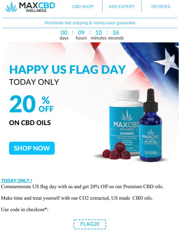 One Day Only Discount on Premium CBD