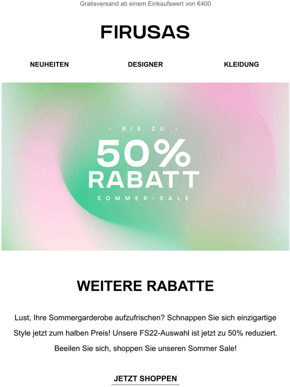 Sommer-Sale: bis zu 50% Rabatt