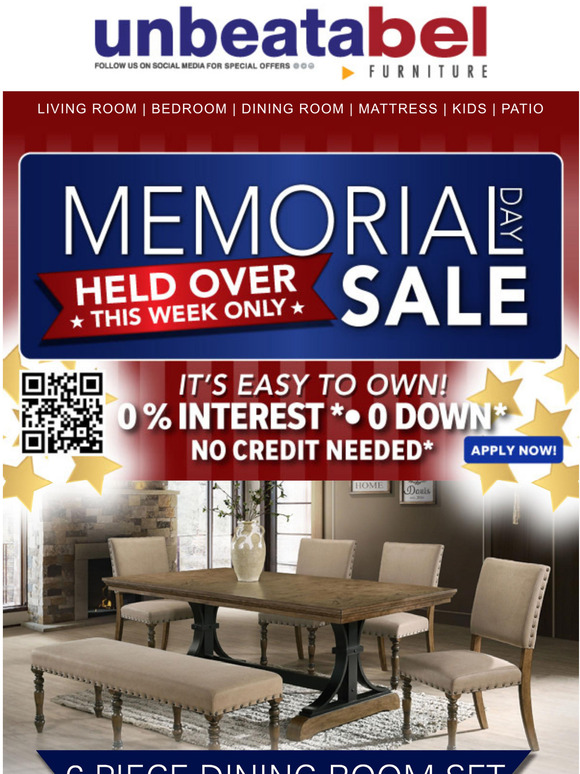 Bel Furniture Memorial Day Sale – Held Over FINAL WEEK