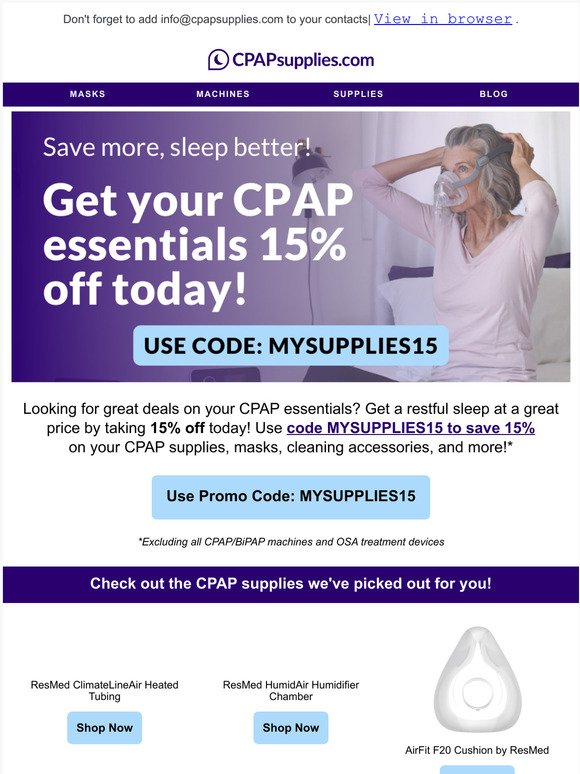Las mejores ofertas en Unbranded suministros y accesorios de CPAP