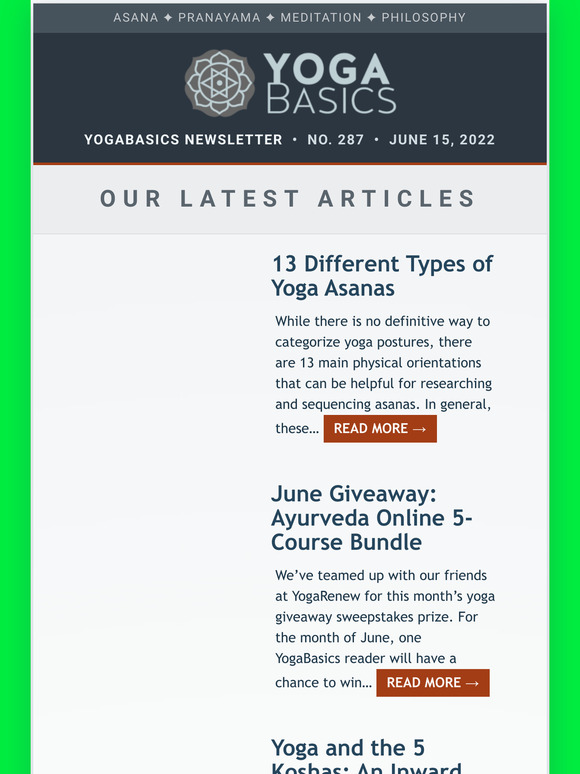 Yoga Basics News #287 • June 15, 2022