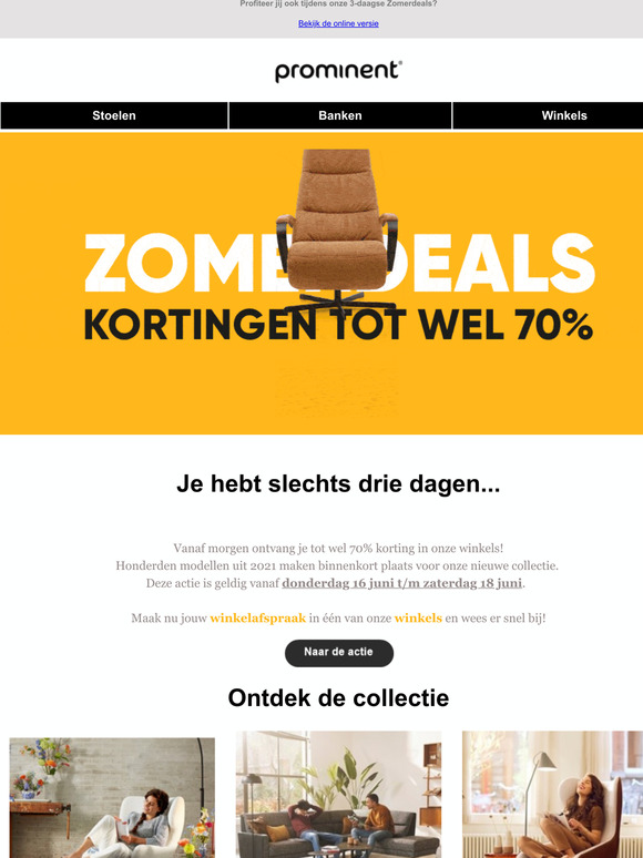 Vanaf morgen kortingen tot wel 70% bij Prominent!