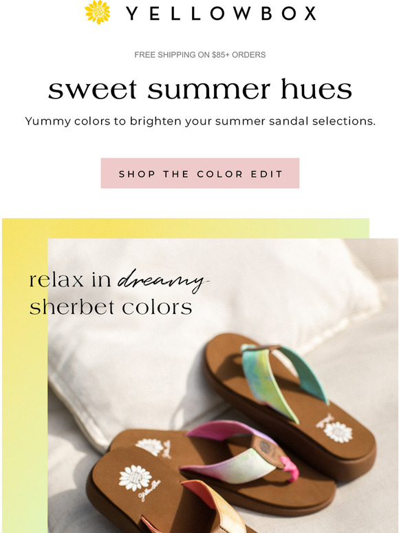 yellow box macai flip flops