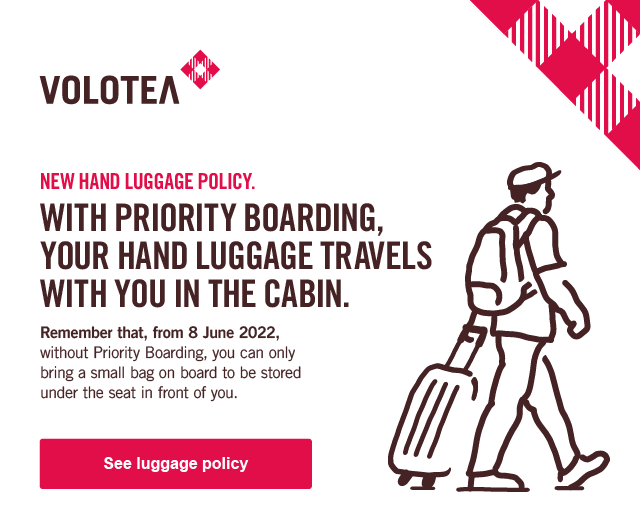 VOLOTEA Important reminder on our new hand luggage policy. Milled