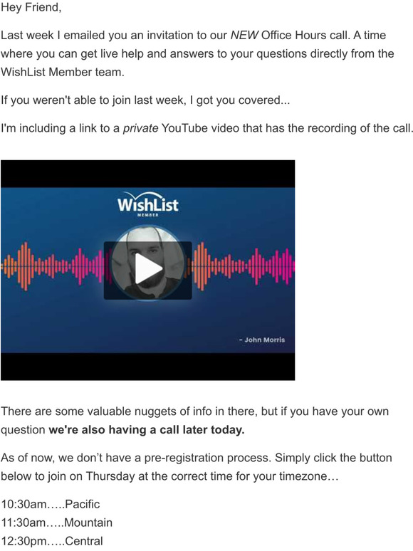 [Replay + Invite] WishList Member Office Hours