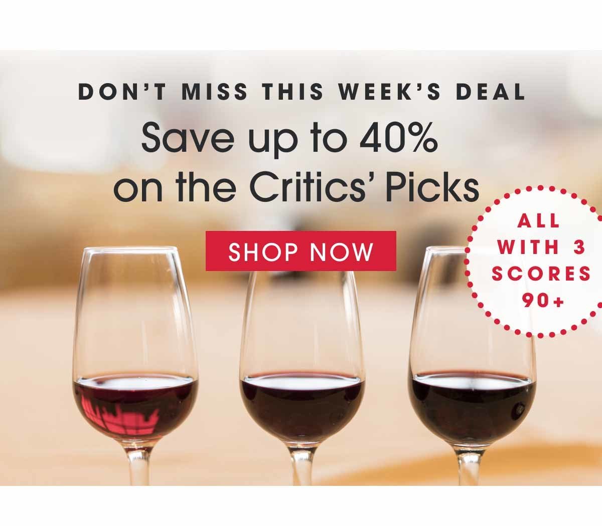 Don't Miss this Week's Savings: Save up to 40% on Critics' Picks