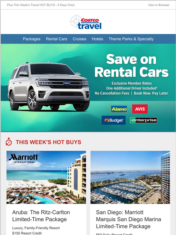 Costco Thank you for being a member look here for vacation packages