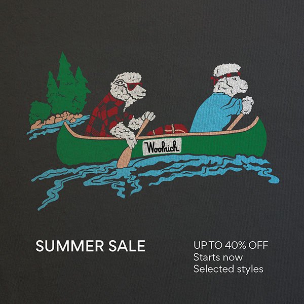 Summer Sale. Up to 40% off starts now. Selected styles.