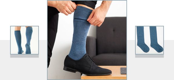 Knee High-Length Bamboo Zipper Pocket Travel Socks