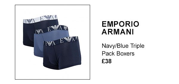 Emporio Armani, Navy/Blue Triple pack boxers £38