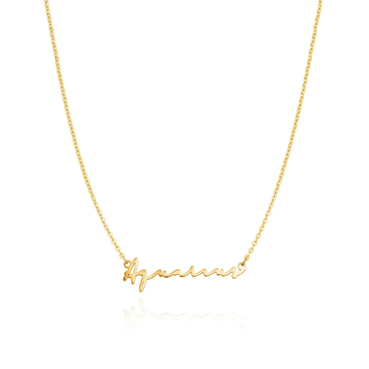 Image of Zodiac Signature Name Necklace (Gold)
