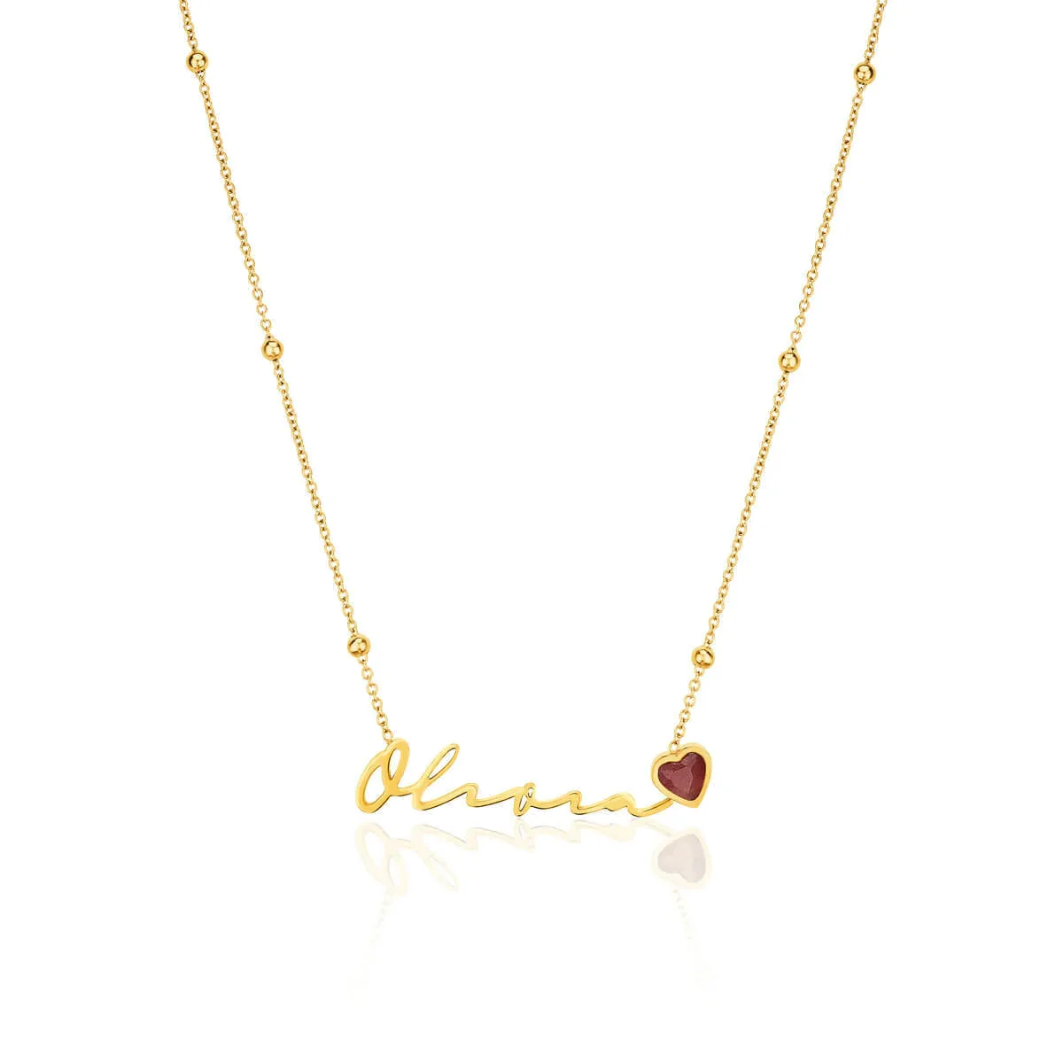 Image of Birthstone Signature Name Necklace (Gold)
