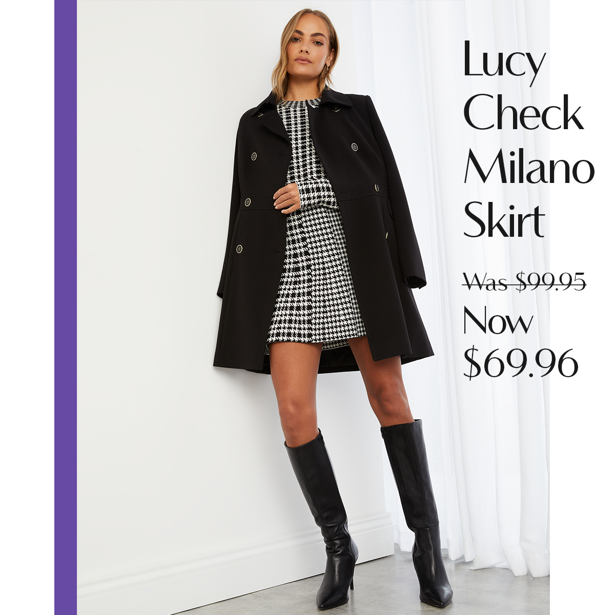 Lucy Check Milano Skirt Was $99.95 Now $69.96