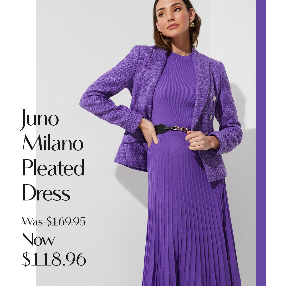 Juno Milano Pleated Dress Was $169.95 Now $118.96