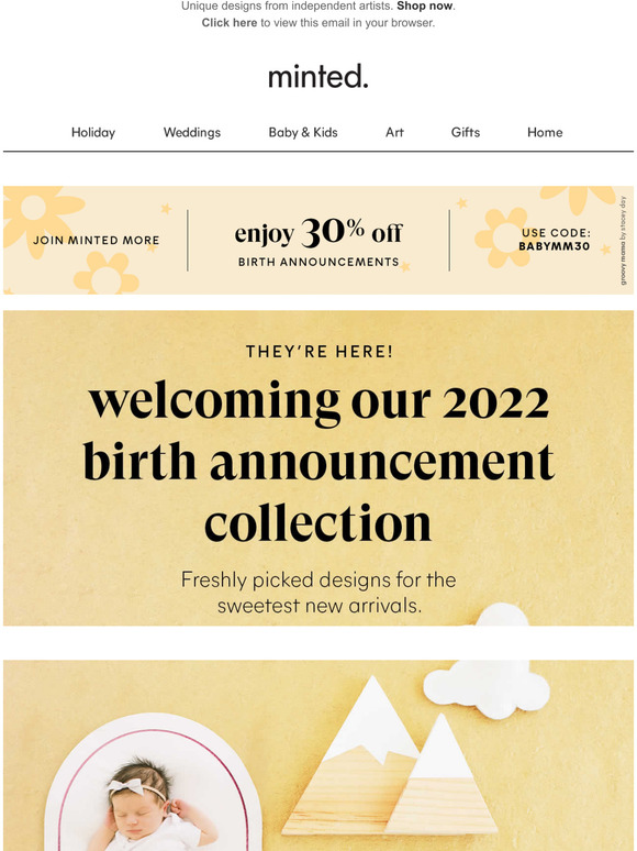 Minted The 2022 Birth Announcement Collection Milled