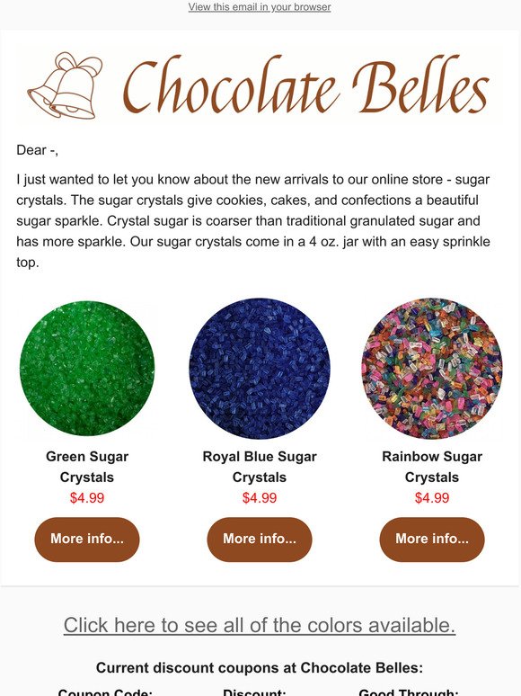 New Products: Color Sugar Crystals