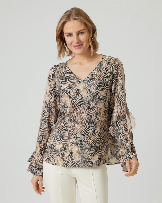 Bluse mit Chiffoneinsatz